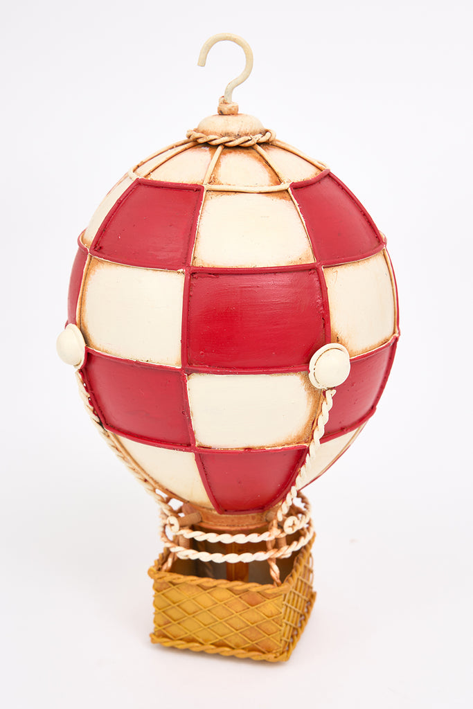 Globo decorativo en metal rojo y beige