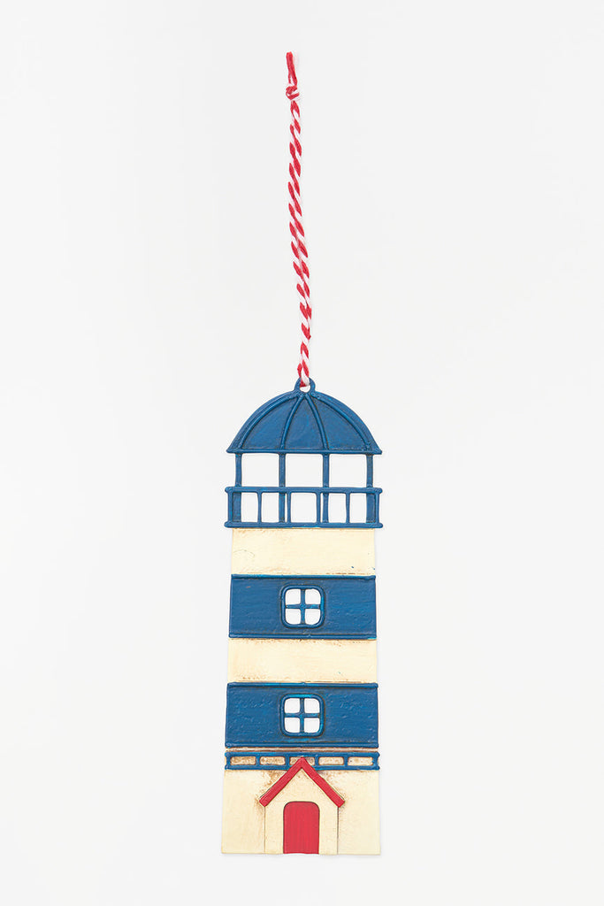 Colgante de navidad faro azul en metal