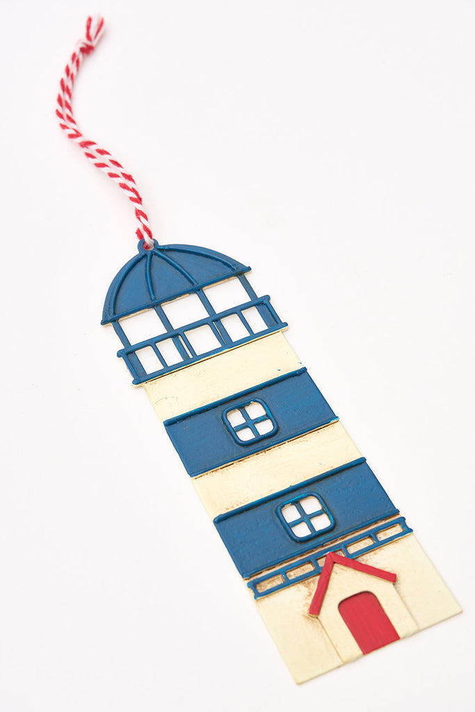 Colgante de navidad faro azul en metal