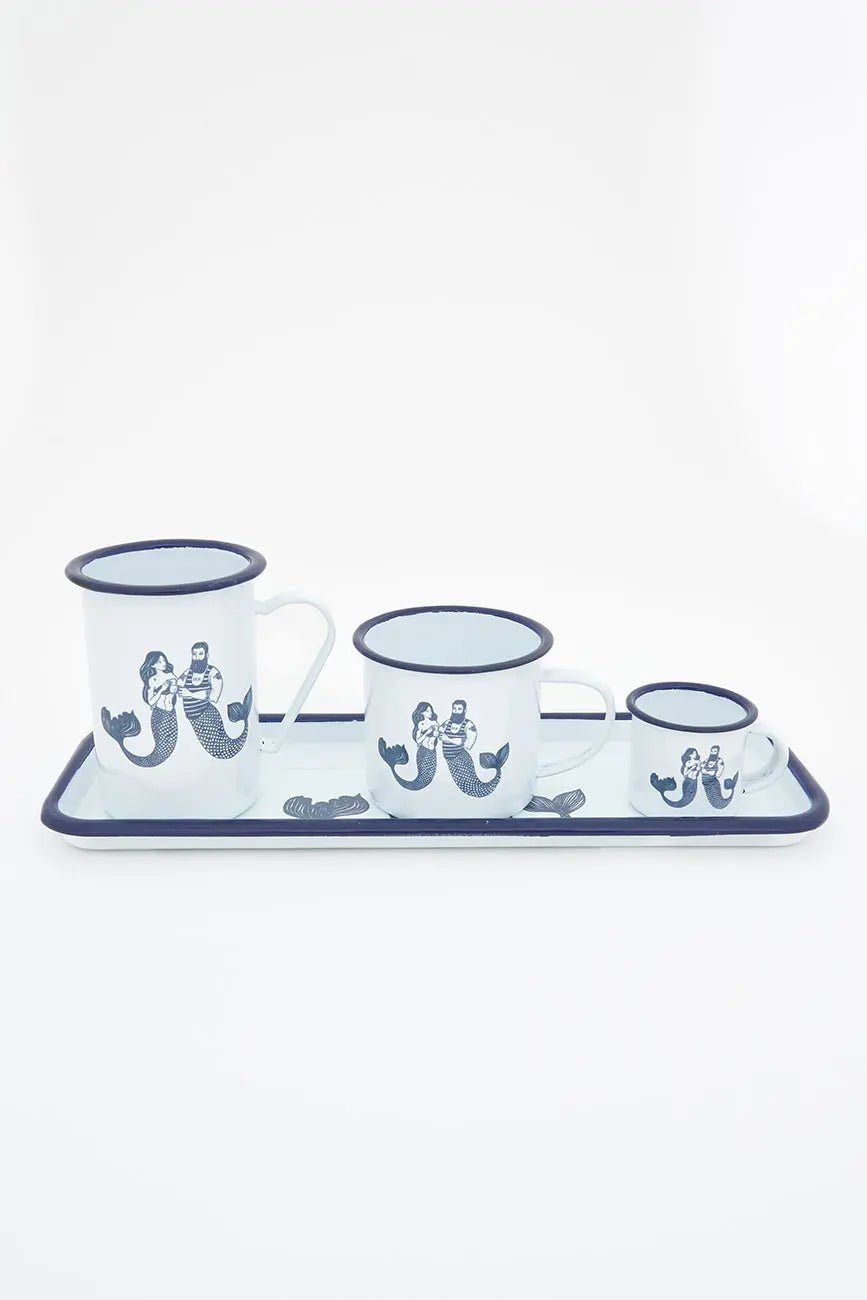 Mug largo en metal esmaltado alto con motivo sirenas