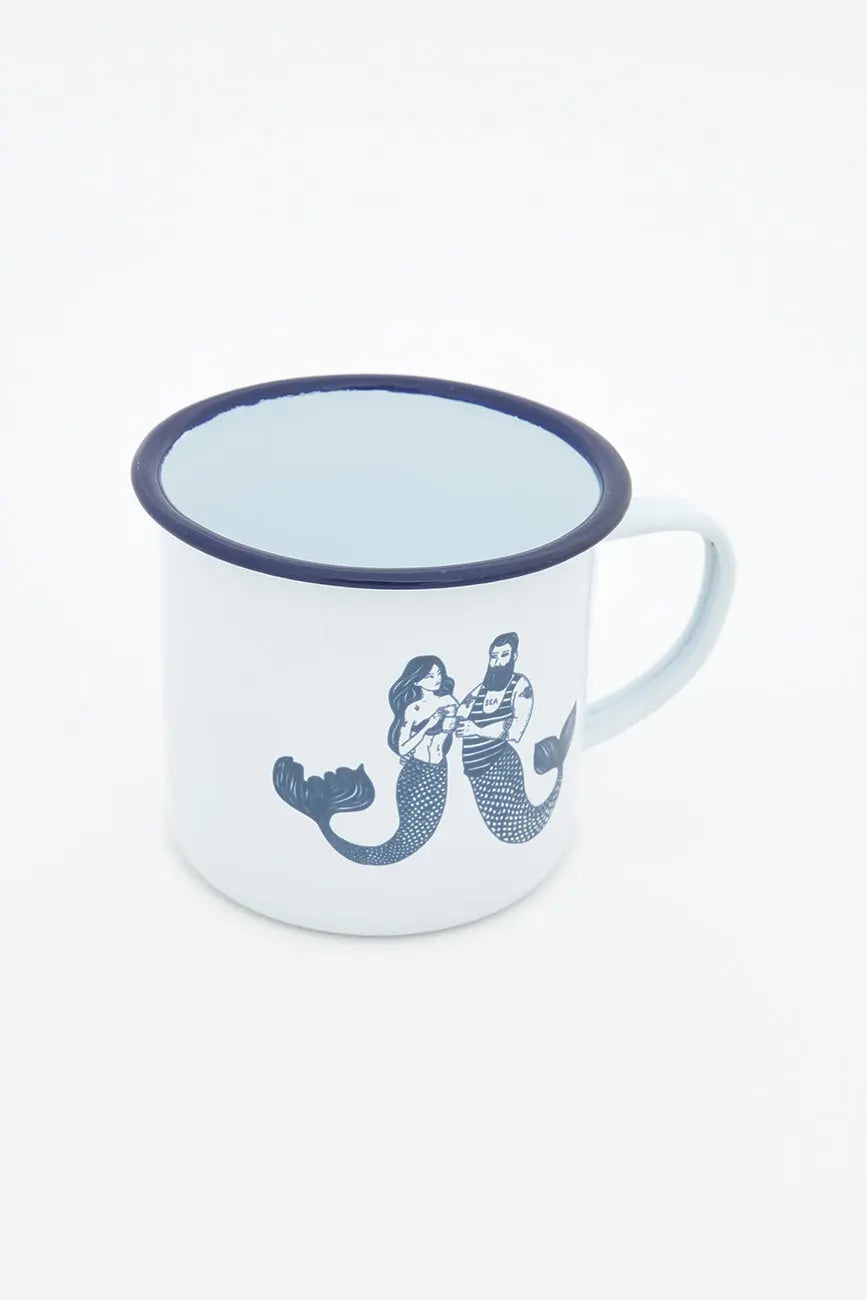 Mug en metal esmaltado con motivo sirenas