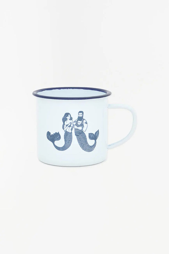 Mug en metal esmaltado con motivo sirenas