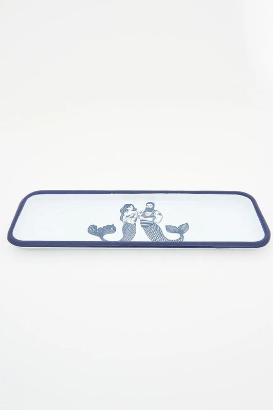 Bandeja en metal esmaltado con sirenas