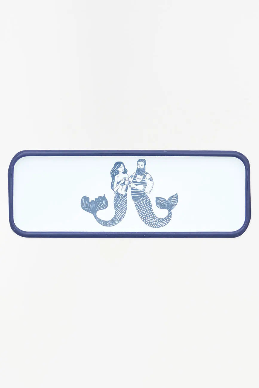 Bandeja en metal esmaltado con sirenas