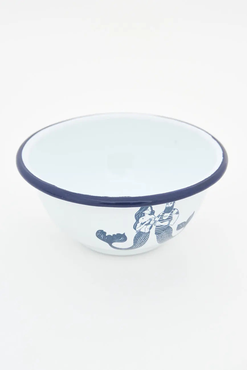 Bol en metal esmaltado con motivo sirenas