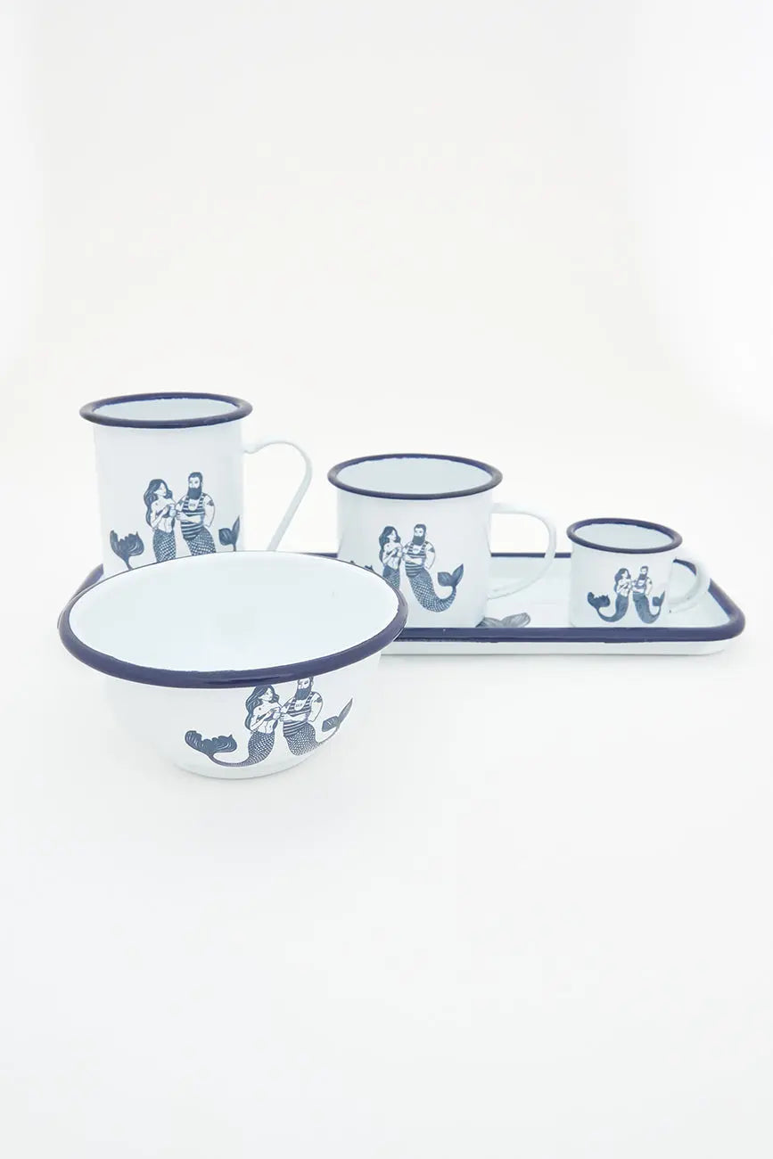 Bol en metal esmaltado con motivo sirenas