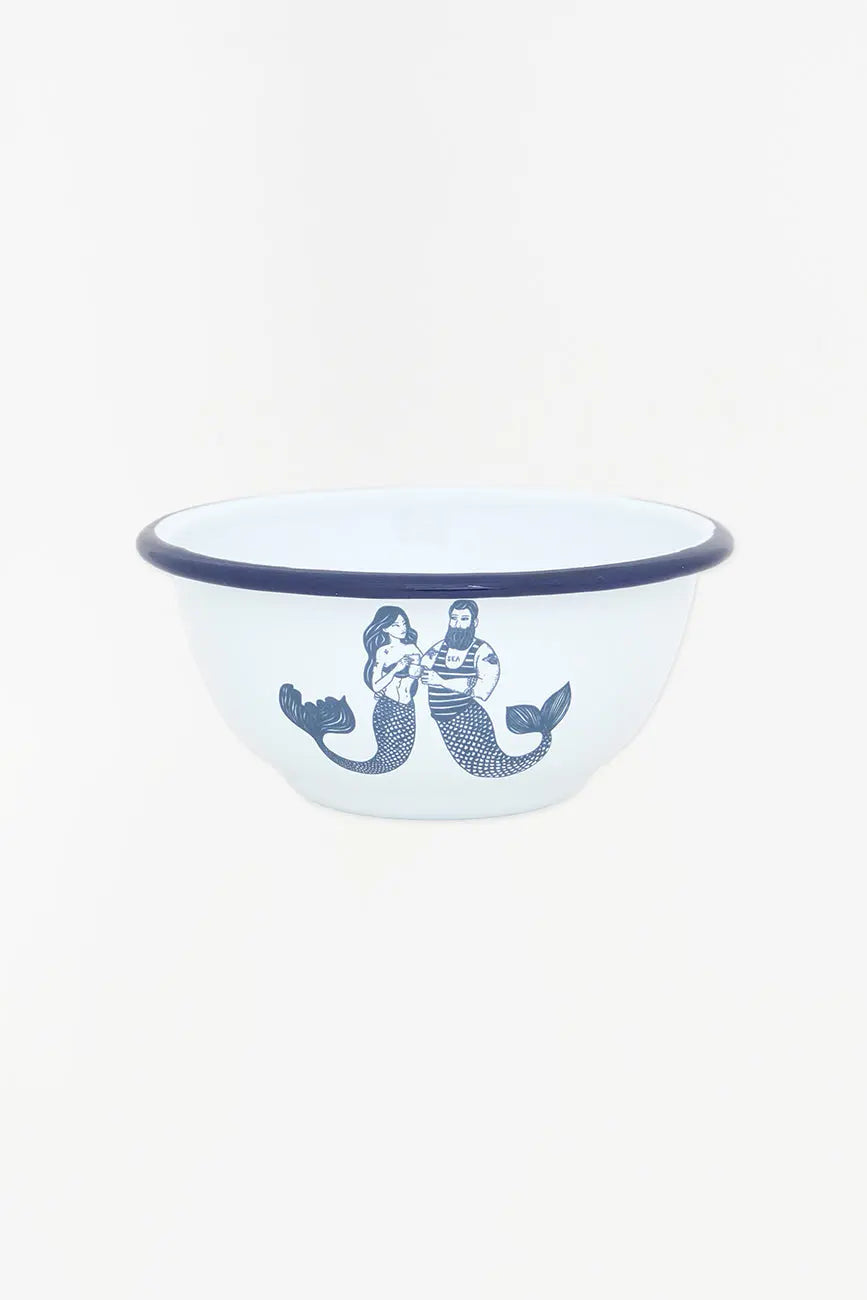 Bol en metal esmaltado con motivo sirenas - BATELA