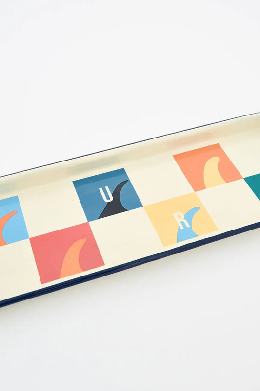 Bandeja con motivos surf en metal esmaltado