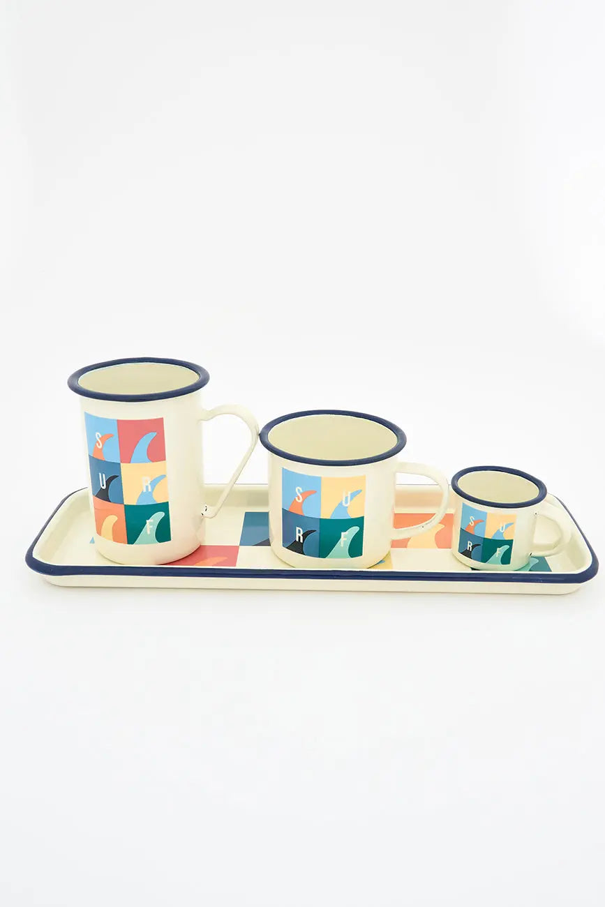 Bandeja con motivos surf en metal esmaltado