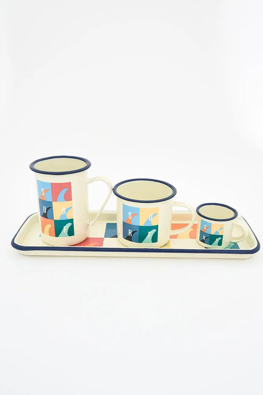 Bandeja con motivos surf en metal esmaltado