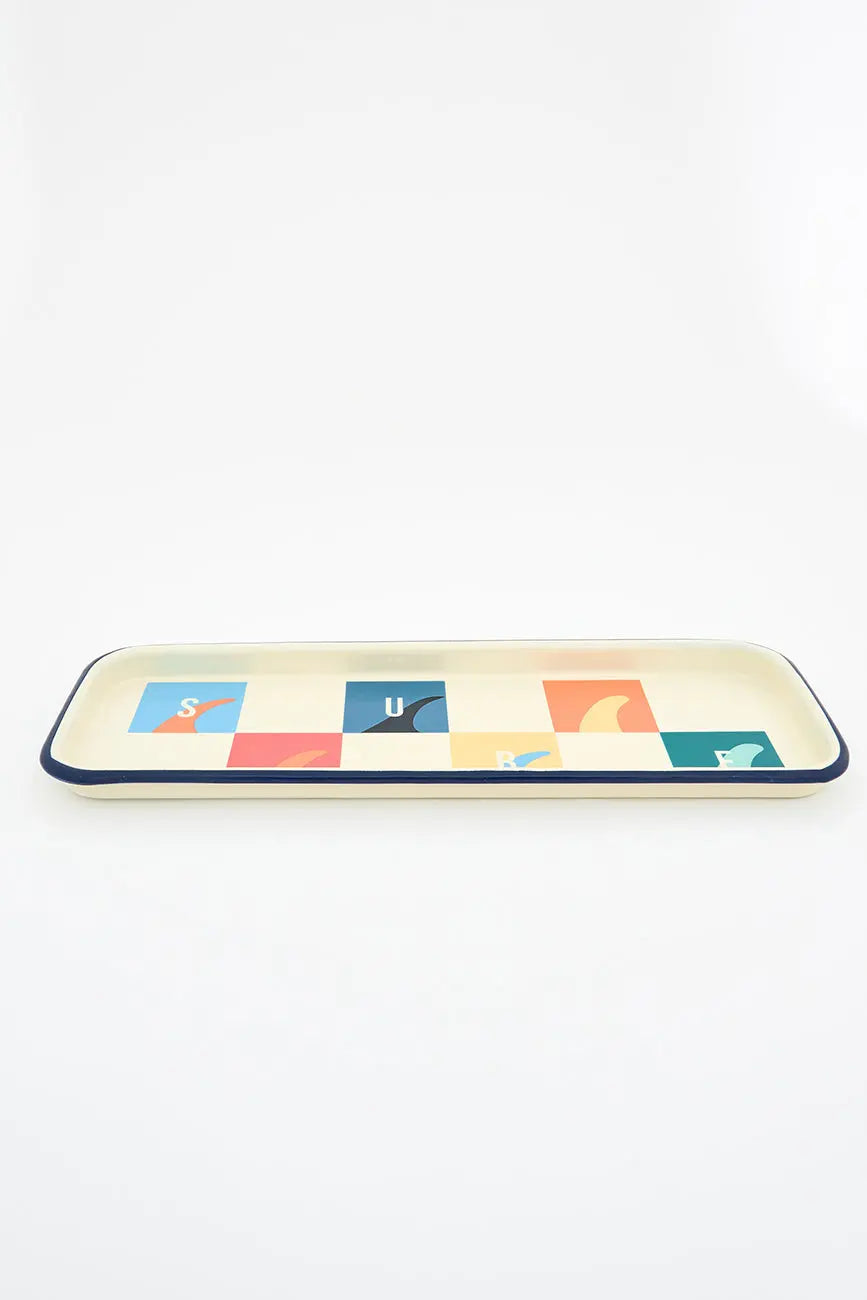 Bandeja con motivos surf en metal esmaltado