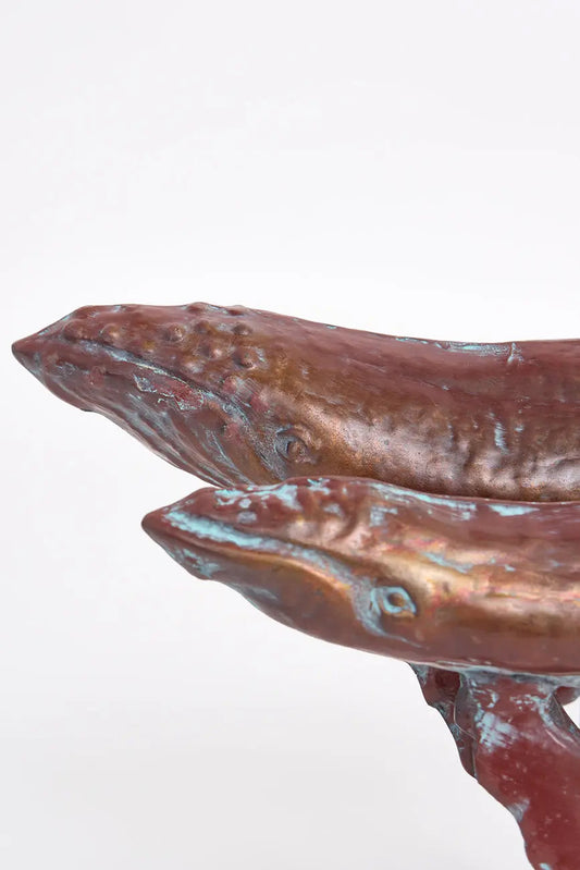 Ballena jorobada tamaño pequeño decorativa con base de metal