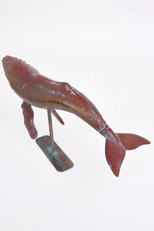 Ballena jorobada tamaño grande decorativa con base de metal