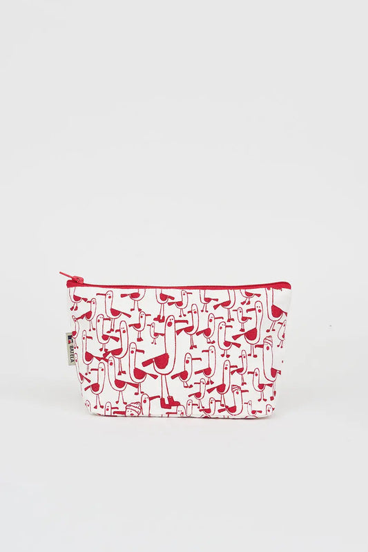 Estuche en algodón canvas con gaviotas rojas