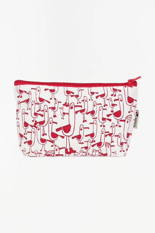 Estuche en algodón canvas con gaviotas rojas