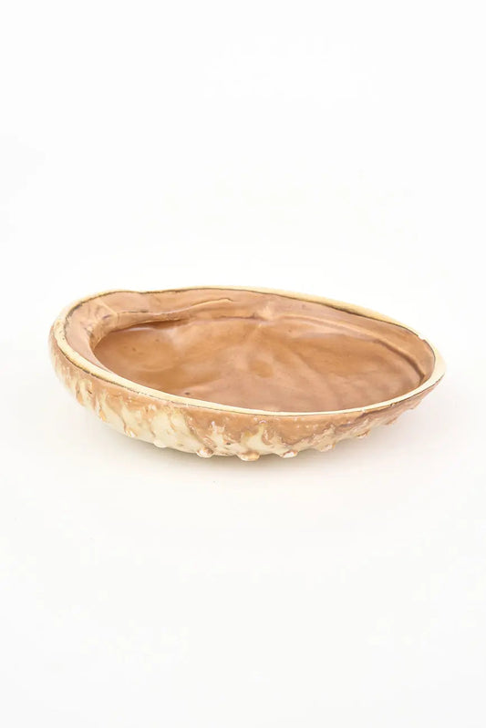 Ceramic shell-shaped plate or bowl