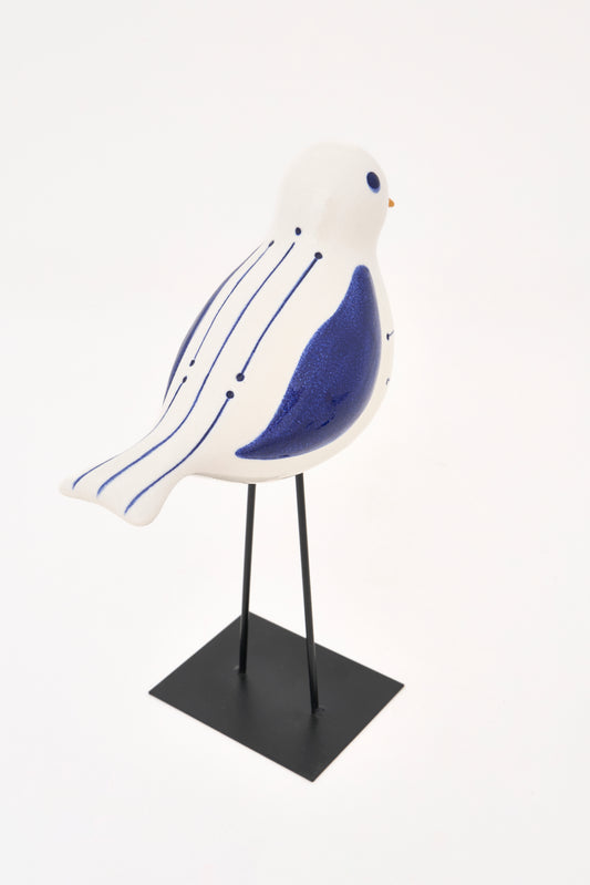 Ceramic bird figurine with base L: 20 cm
