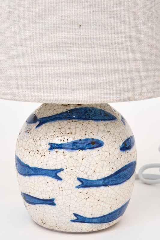 Lámpara de terracota con peces