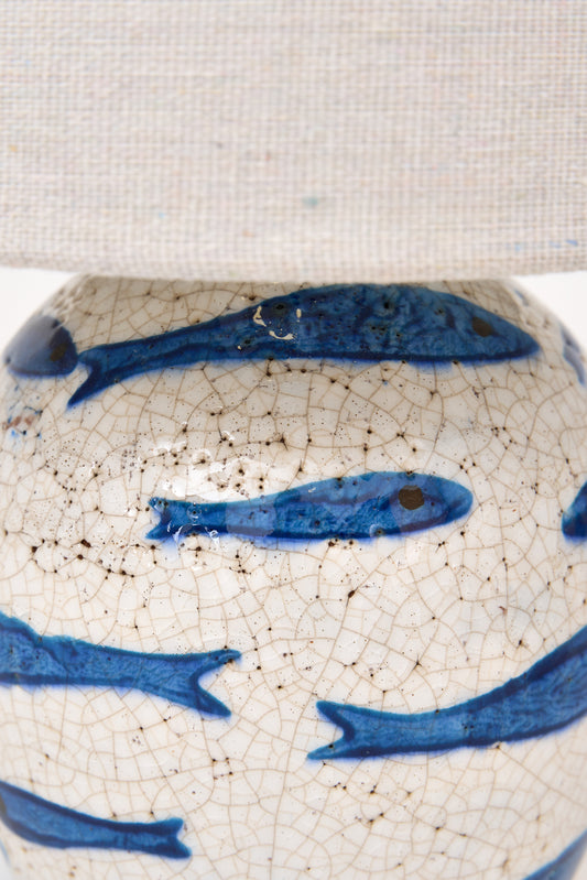 Lámpara de terracota con peces