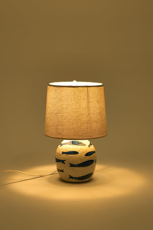 Lámpara de terracota con peces