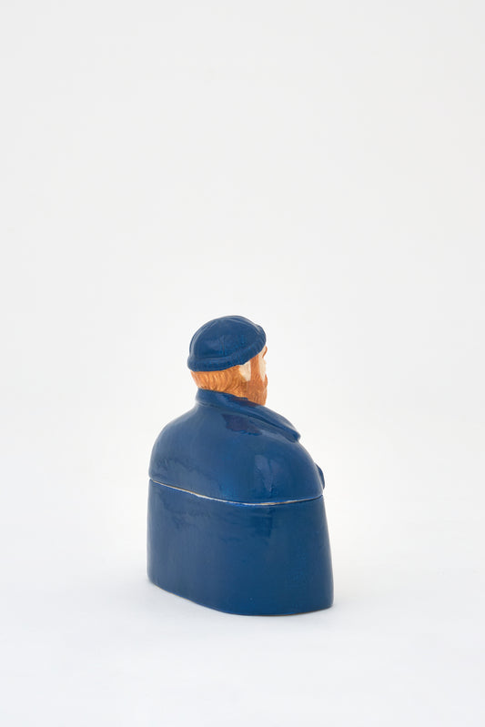 Blue fisherman ceramic box 12 cm
