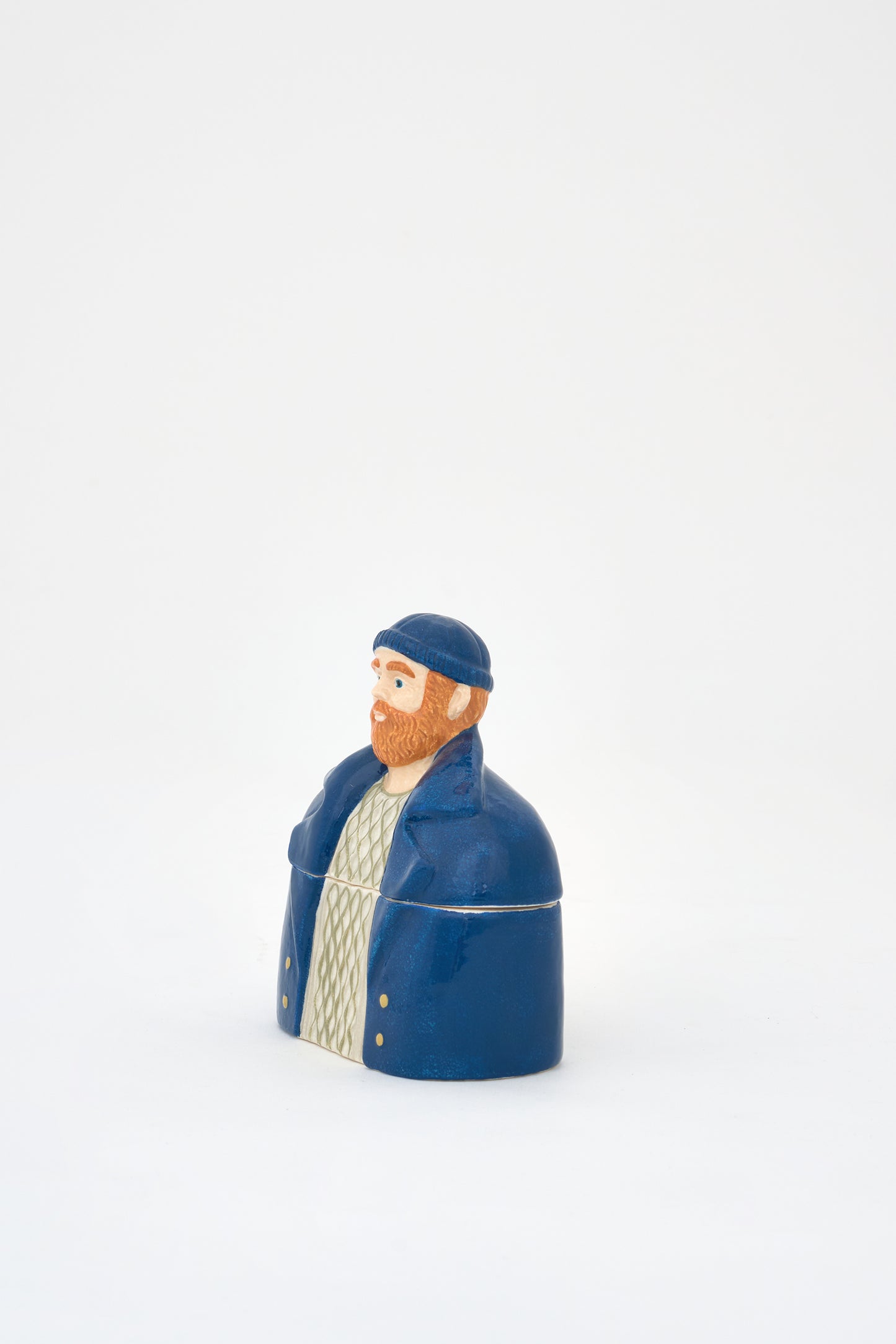 Blue fisherman ceramic box 12 cm
