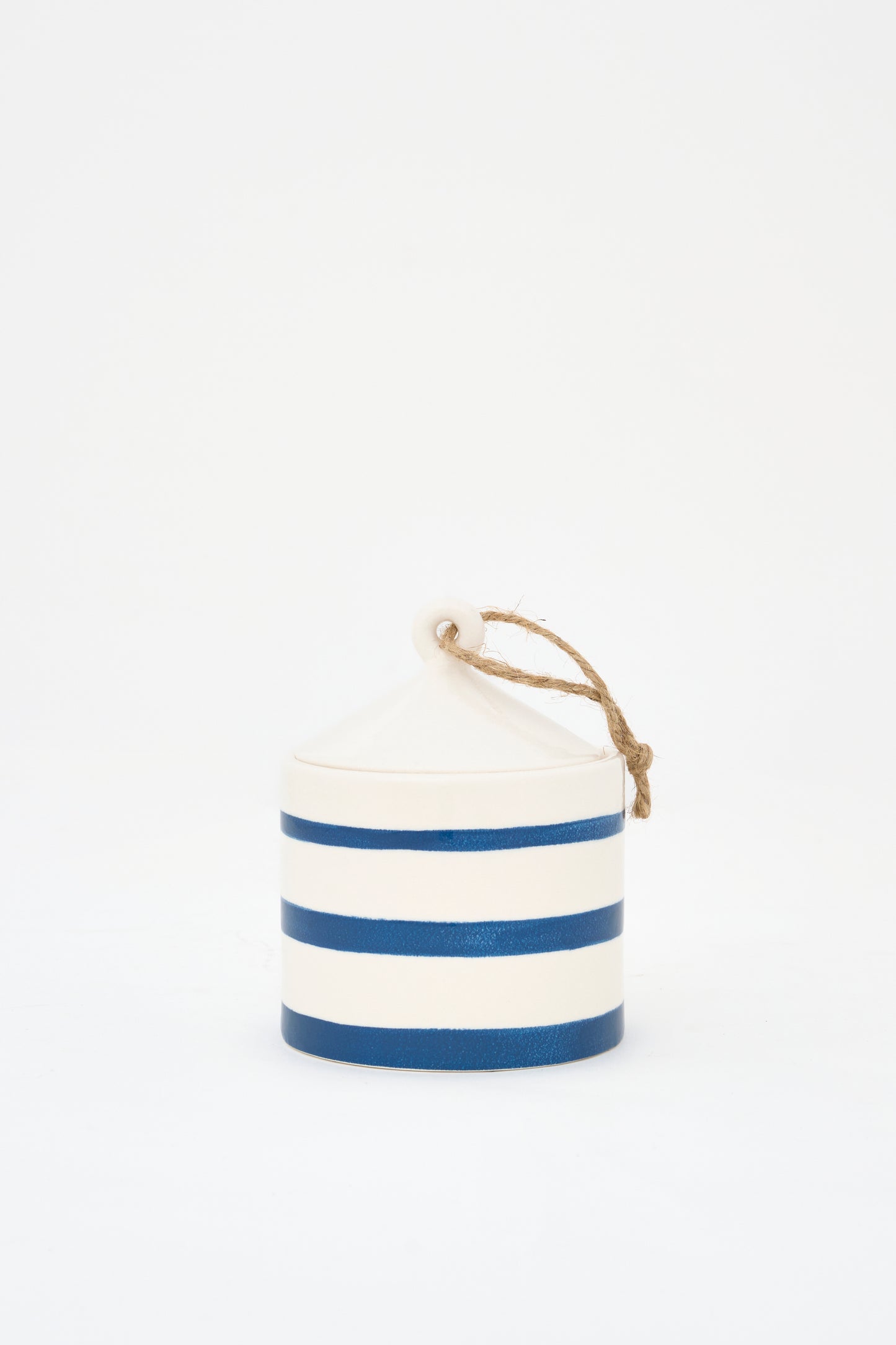 Stoneware jar with nautical stripes
