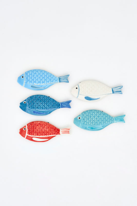 Set of 5 ceramic fish magnets