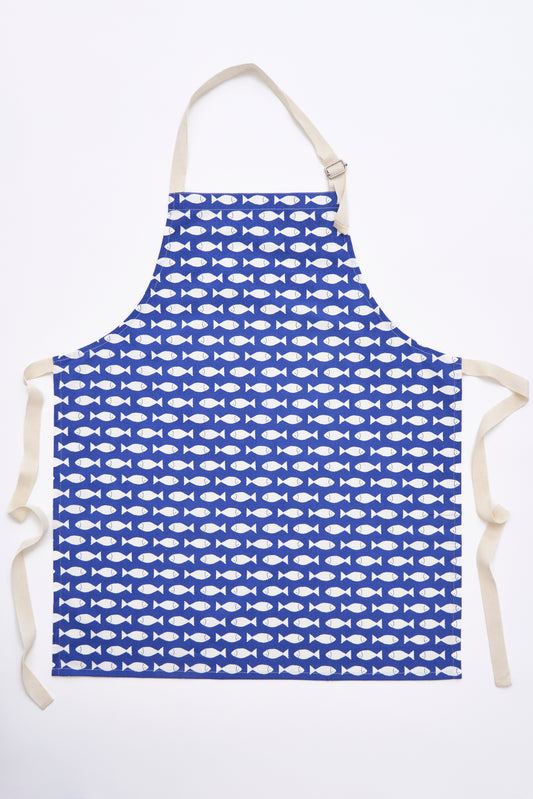 Delantal de algodón con peces