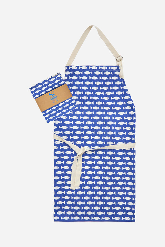 Delantal de algodón con peces