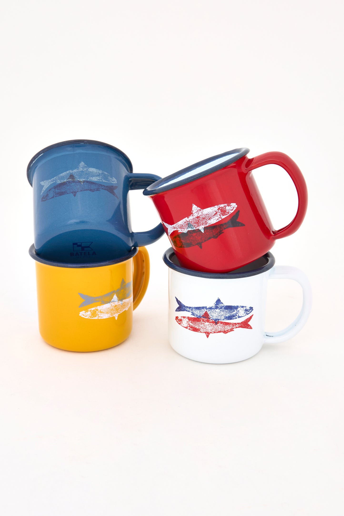 Set of 4 sailor enamel cups