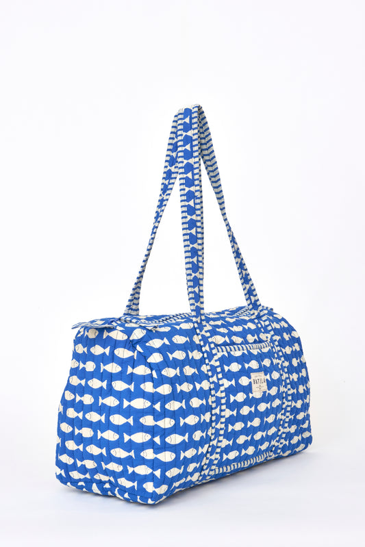 Sac de voyage marin en coton avec poissons