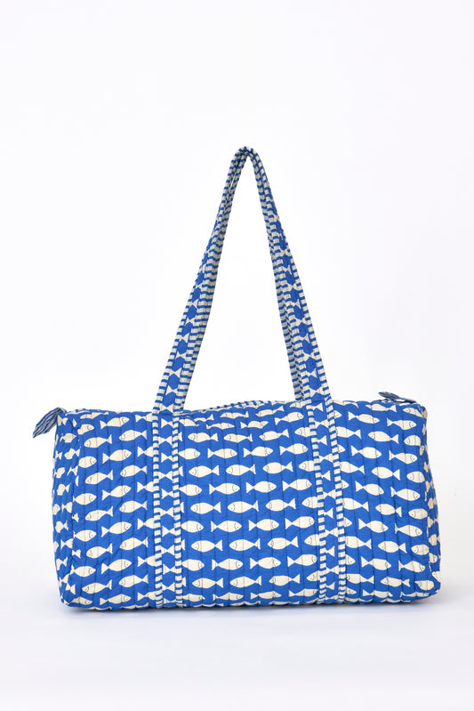 Sac de voyage marin en coton avec poissons