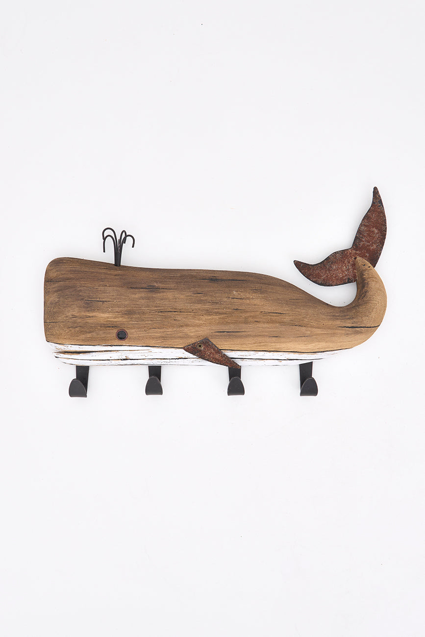 Colgador de llaves de ballena de madera