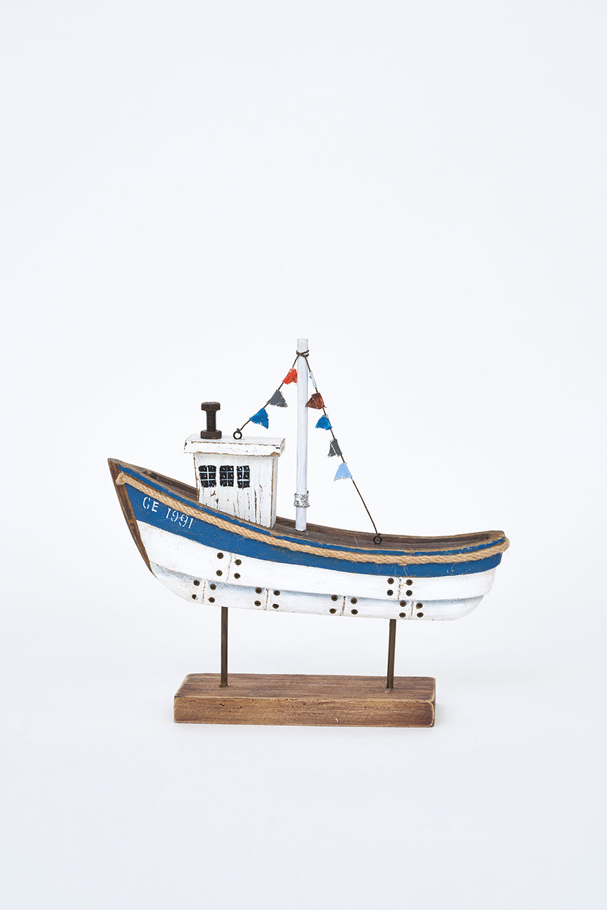 Bateau décoratif en bois avec base