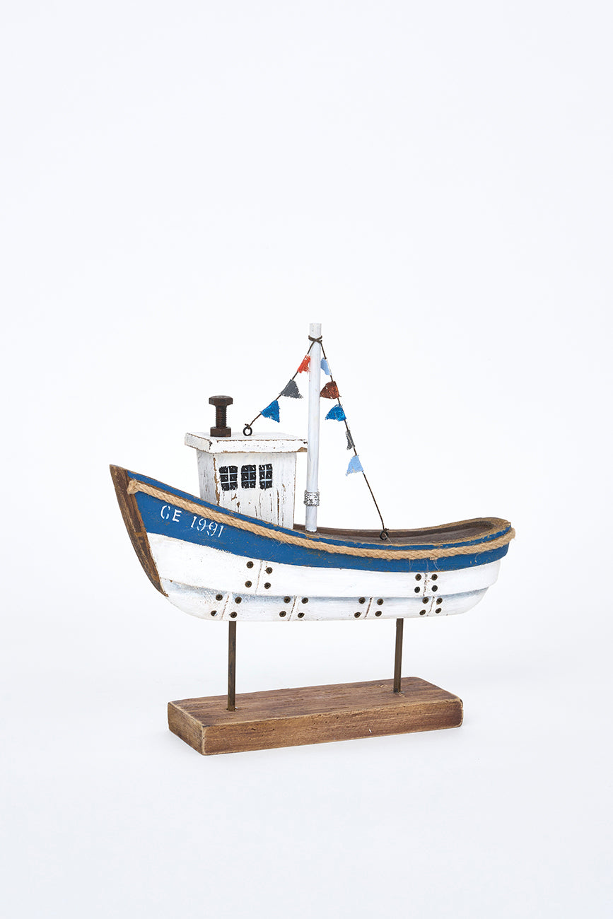 Bateau décoratif en bois avec base