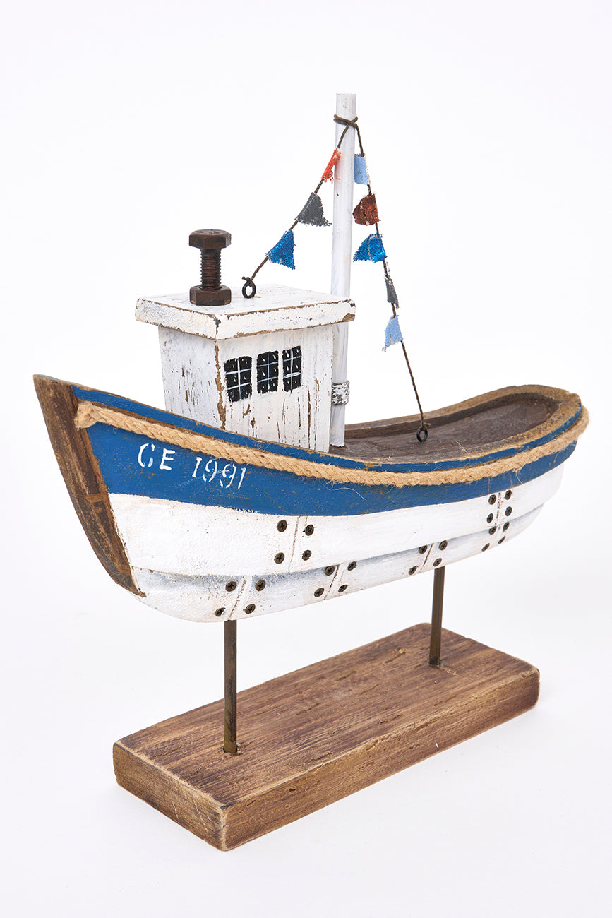 Bateau décoratif en bois avec base