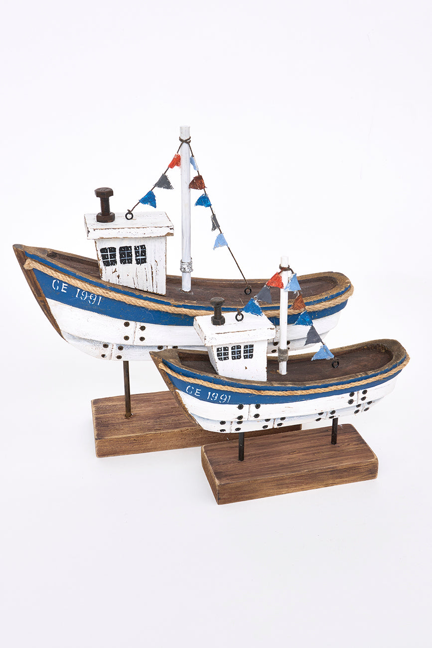 Bateau décoratif en bois avec base