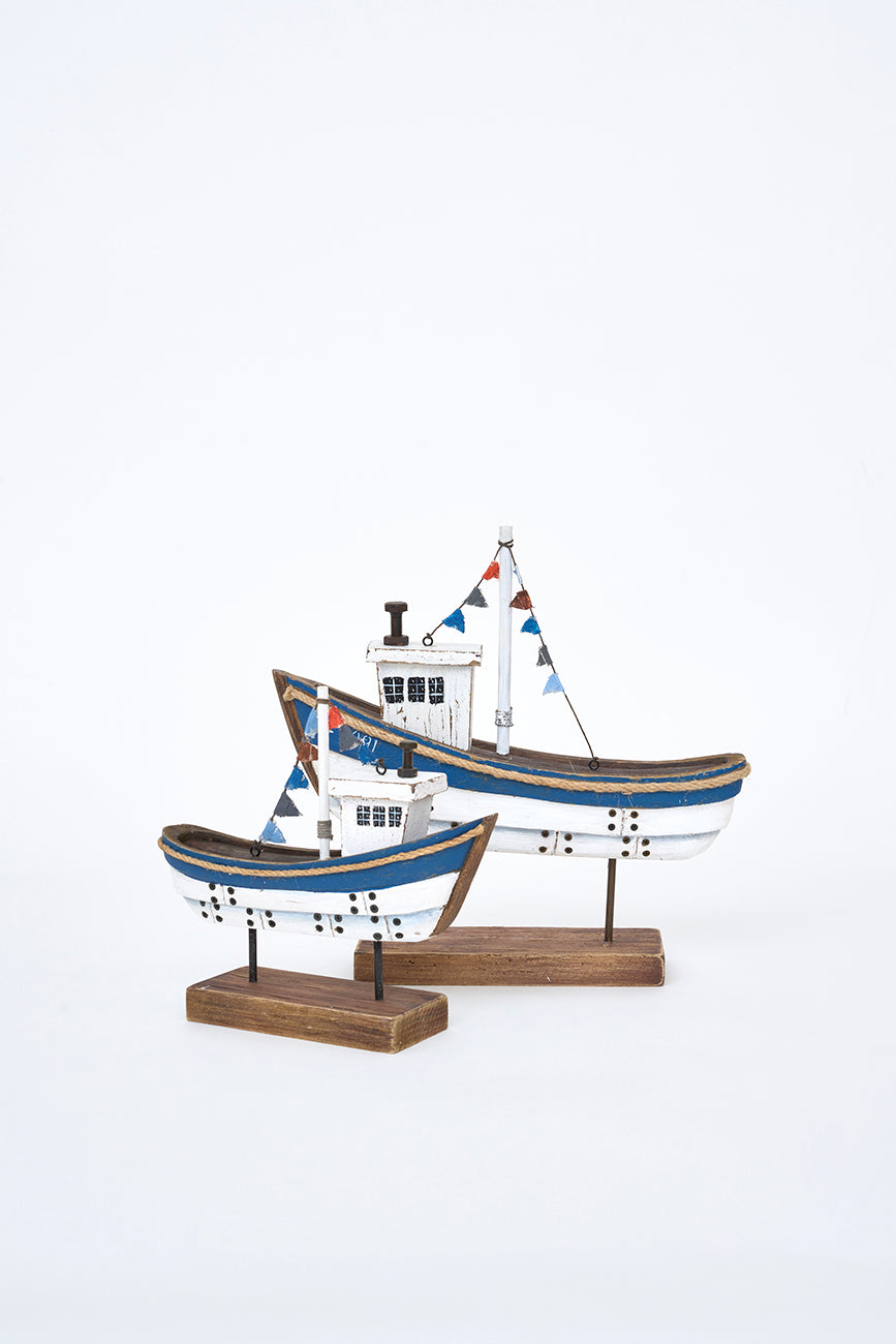 Bateau décoratif en bois avec base