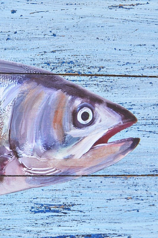 Wooden nautical picture with fish