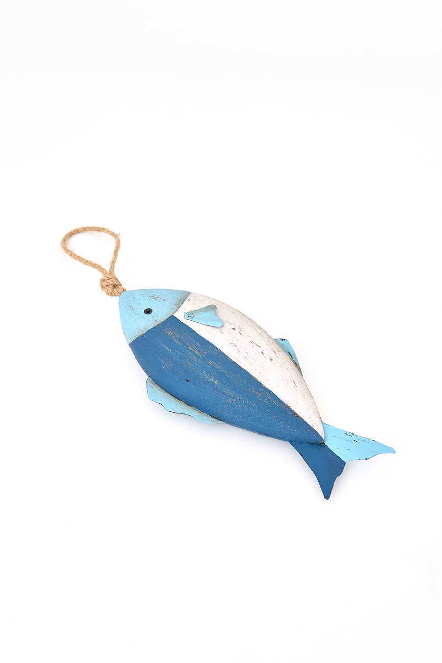 Fish-shaped pendant in aged wood