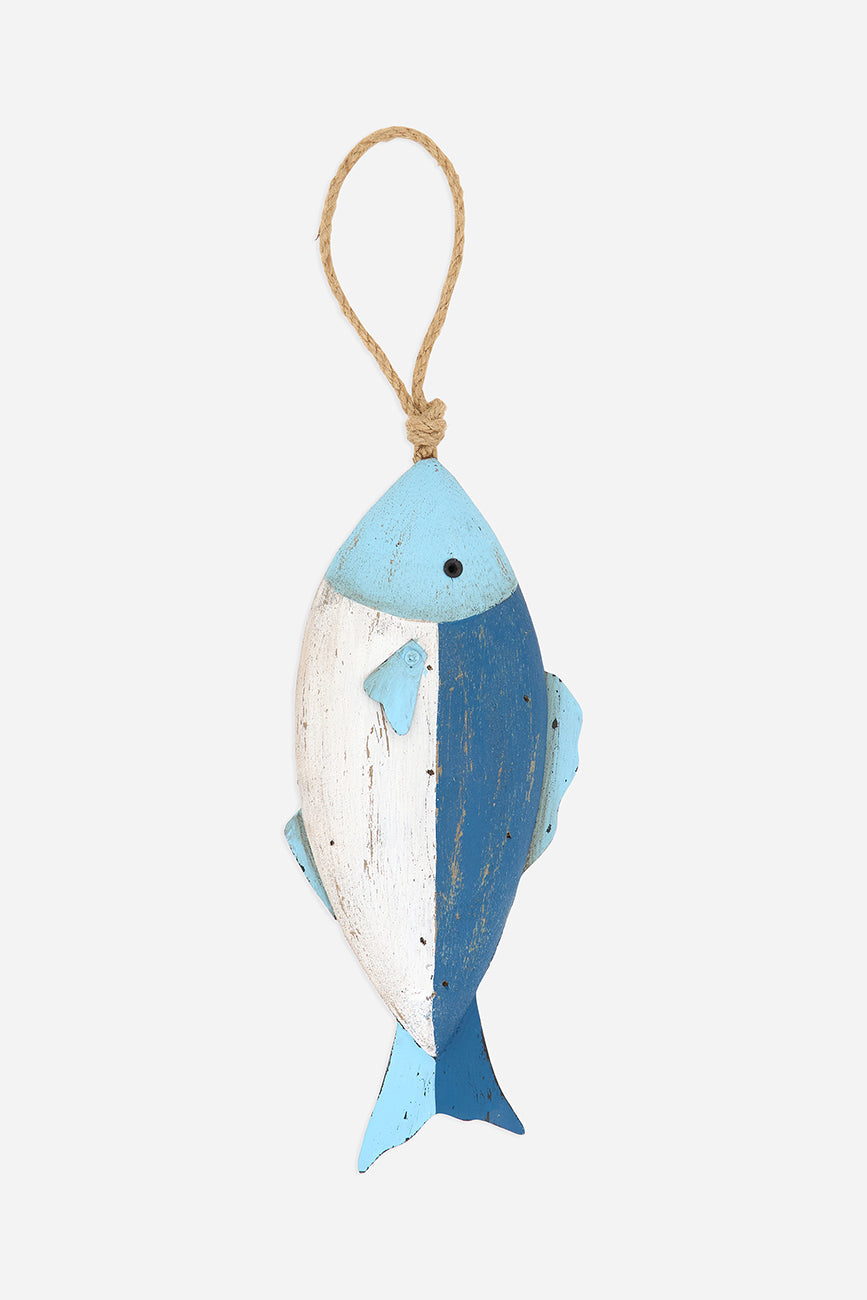 Fish-shaped pendant in aged wood