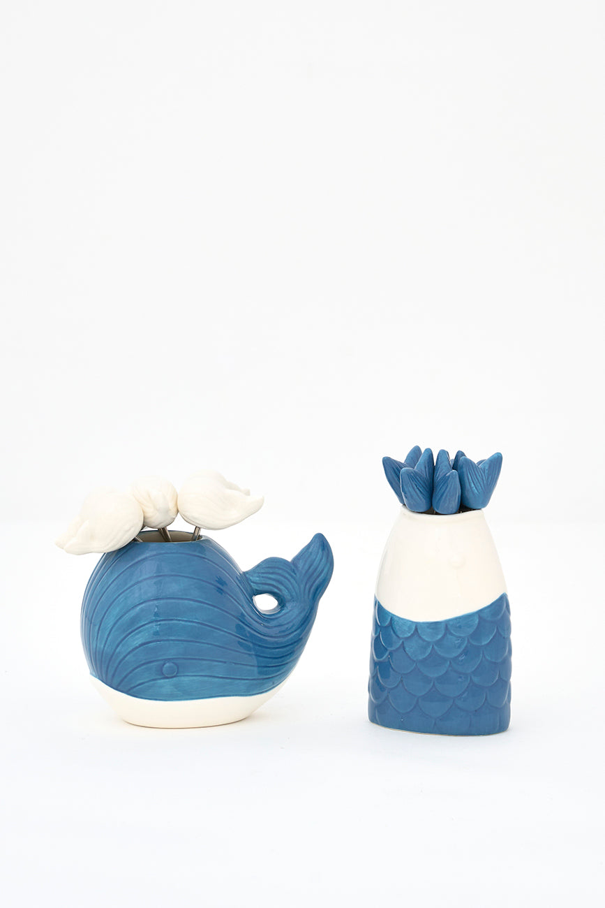 Cocktail forks with fish-shaped stand