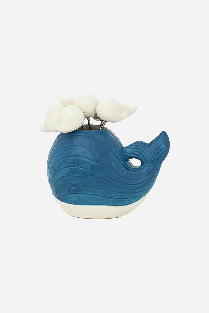 Cocktail forks with whale-shaped stand