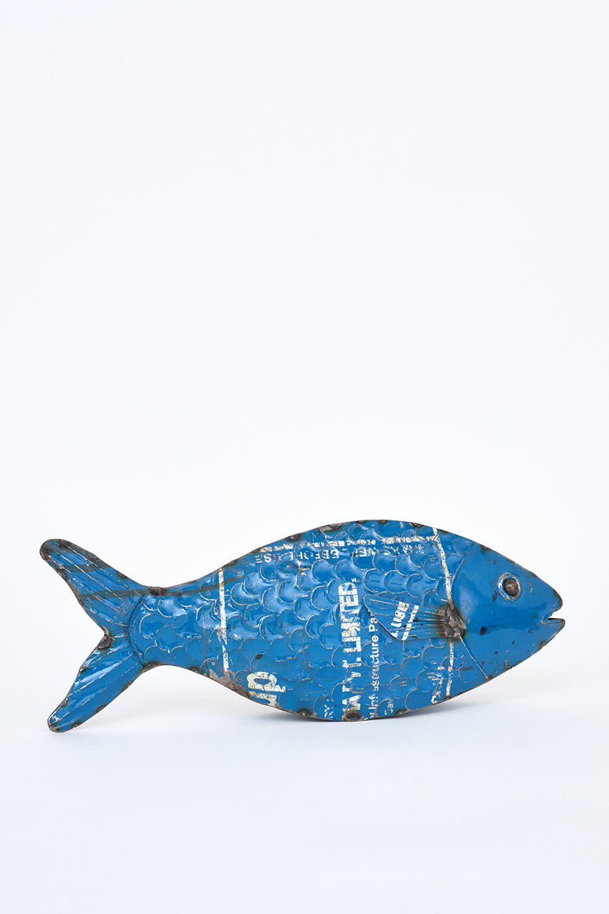 Decorative fish made of recycled metal
