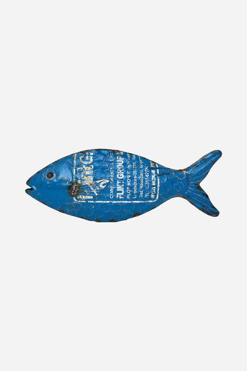 Decorative fish made of recycled metal