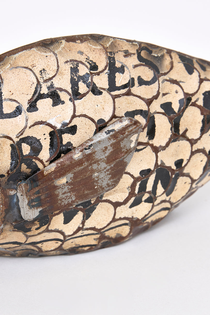 Poisson décoratif vieilli en métal recyclé