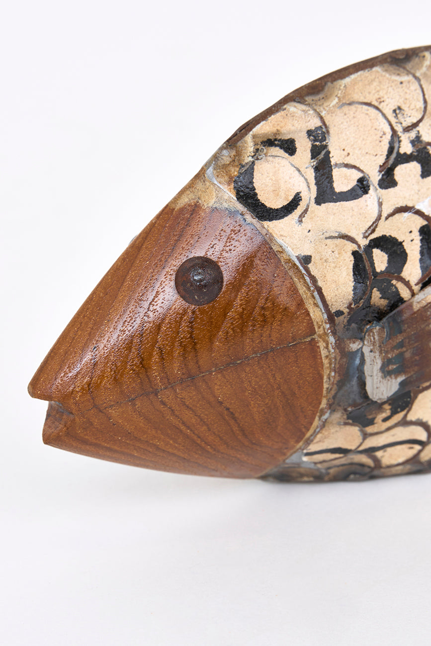 Poisson décoratif vieilli en métal recyclé