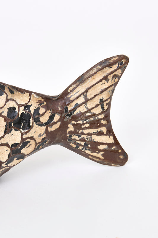 Pez decorativo envejecido de metal reciclado