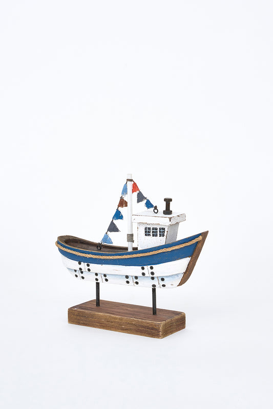 Barco decorativo de madera con base